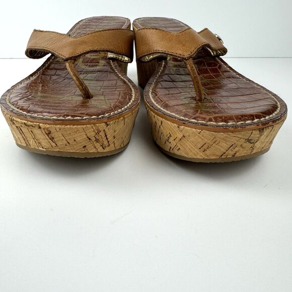 Sam Edelman Cogac Leather Platform Wedge Hippy Boho Cork Sandals, Sz. 7 - Picture 6 of 14